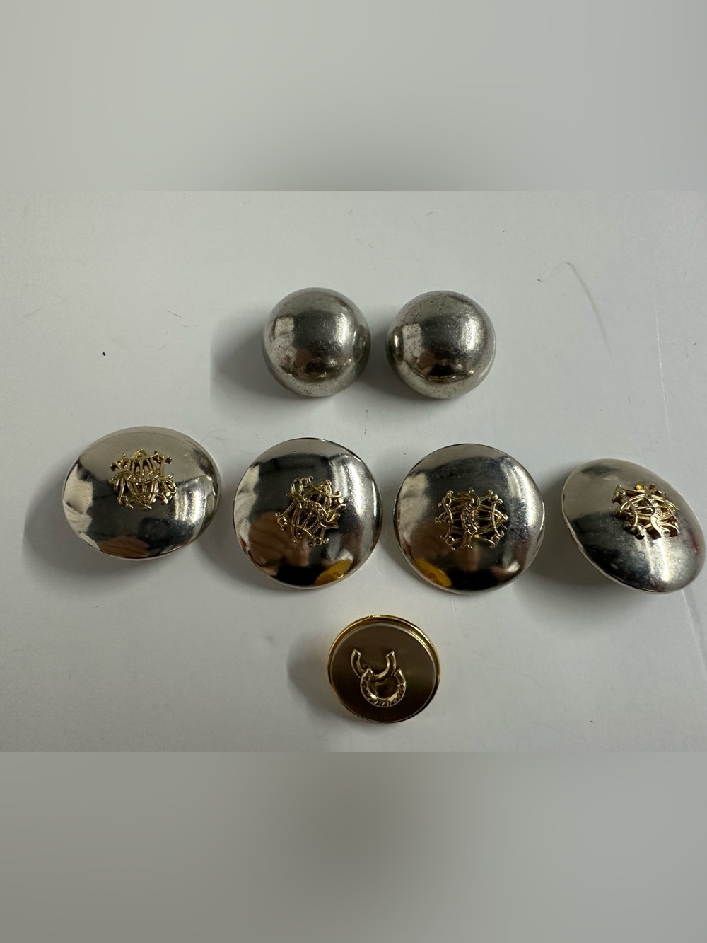 Source Unknown Silver-Tone Buttons with Gold Emblem Accents